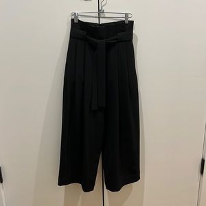 COS WIDE LEG DOUBLE PLEATED BELTED PANT BLACK 2 XS